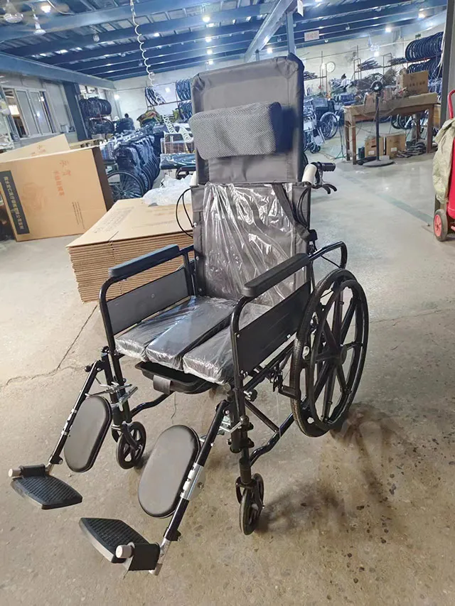 24轮折叠多功能老人轮椅轻便瘫痪手动推车（全躺外挂）